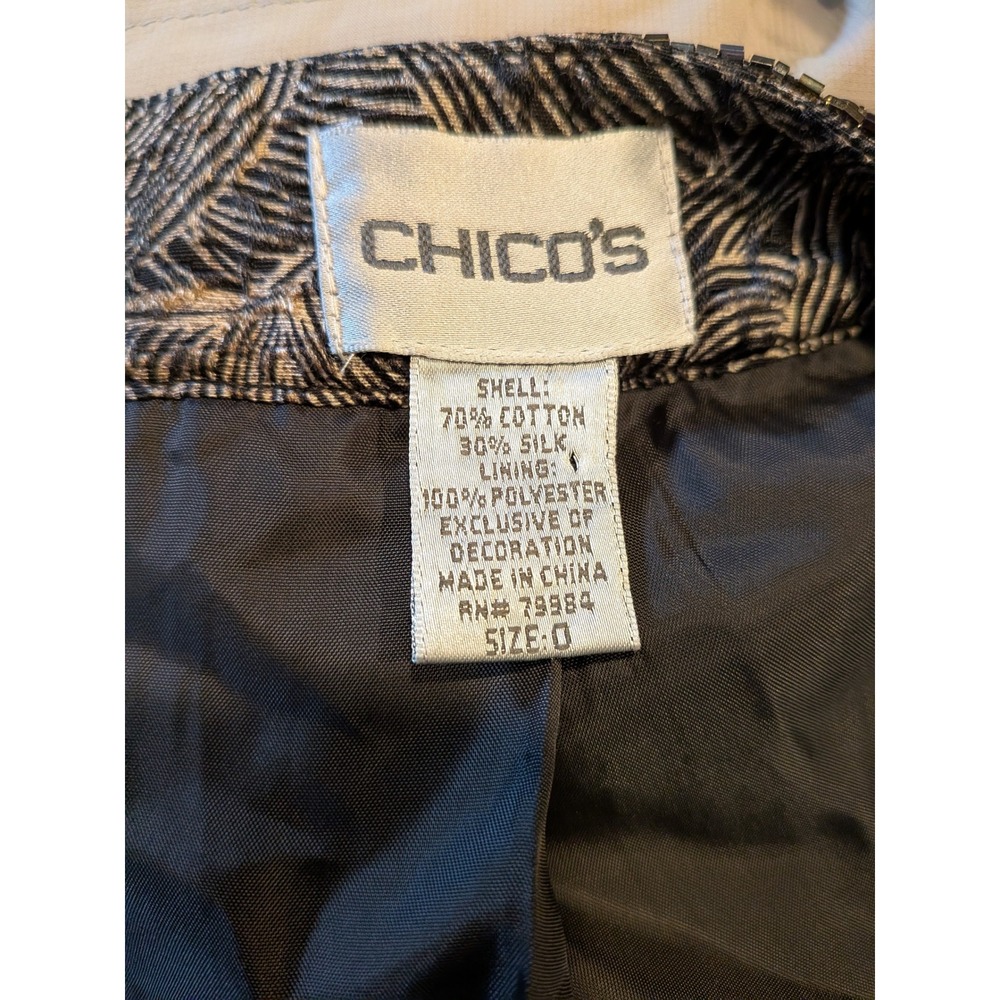 Chicos S Embellished Silk Blend Beaded Jewel Neckline Jacket Country Club Money - Picture 9 of 10